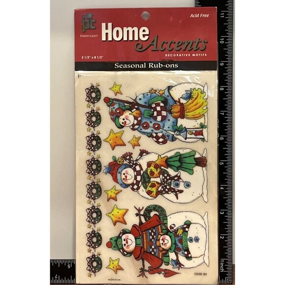 48-8660 Provo Craft Home Accents Seasonal Rub-On TRANSFER Snowman Design - Picture 3 of 4